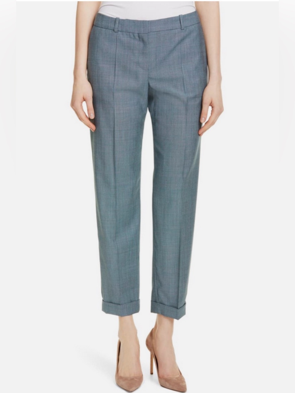 Hugo Boss Light Teal Tailored Cropped Dress Pants